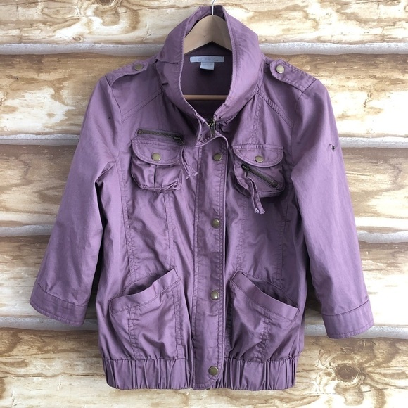 Charlotte Russe lightweight cotton mauve cropped jacket size M - Picture 2 of 14